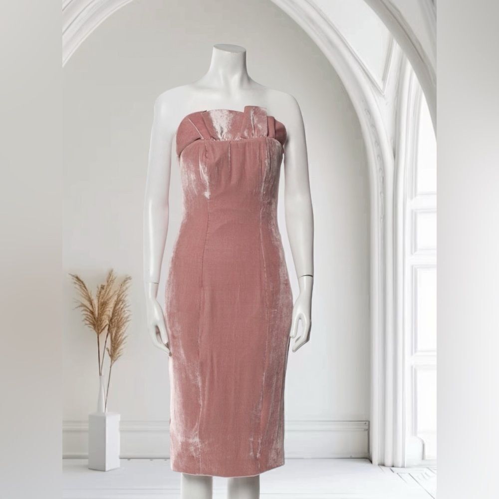 Cinq Sept Mauve Strapless Velvet Dress Size 0
